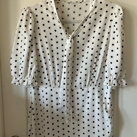 SHEIN Black and White Polka Dot Short Sleeve Dress - Picture 3 of 6